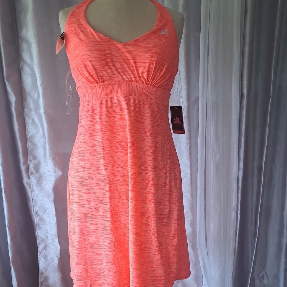 Zero Exposure Large Coral Halter Dress
